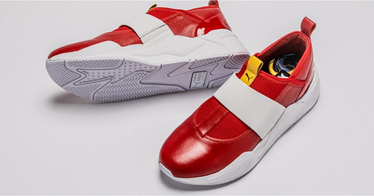 puma red and white shoes